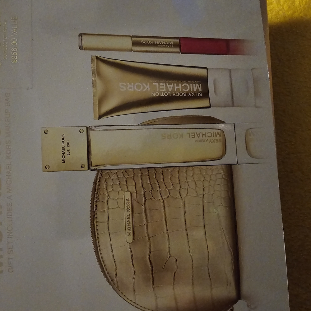 Michael Kors Gold Cosmetic Bag Set